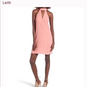 NWT Leith Pink High Collar V Neck Mini Sleeveless Dress Nordstrom Size XS